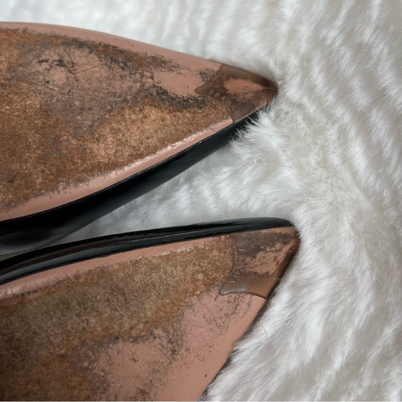 Prada black patent leather pointed toe kitten heels pumps Size 38.5/8.5 - Picture 7 of 11